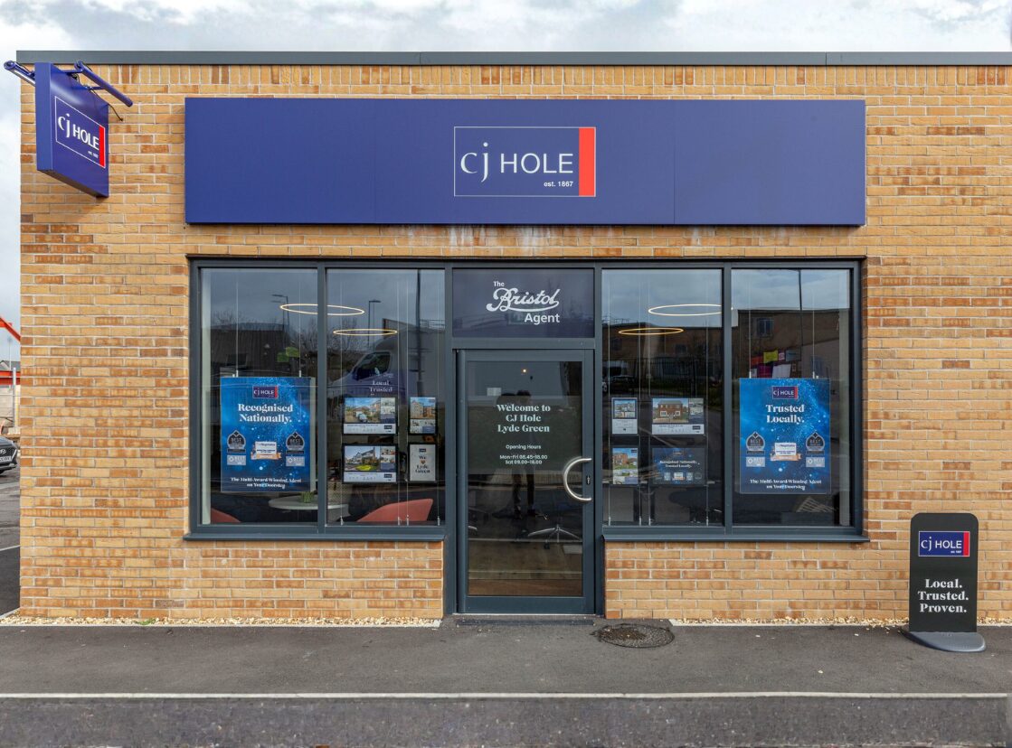 Exterior view of CJ Hole Lyde Green estate agent office.