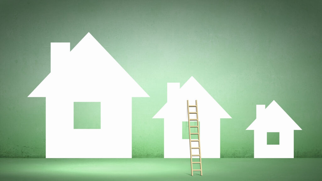 a ladder going up to a house