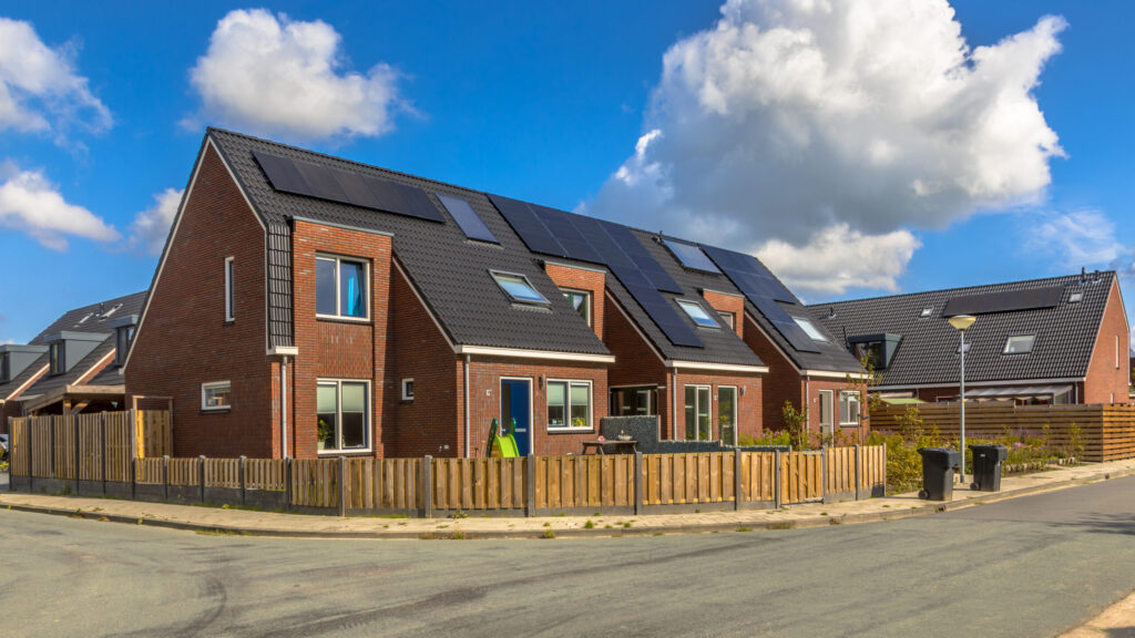 Modern semi-detached homes with solar panels in a residential Brislington neighbourhood