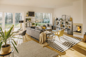 Bright modern living room with garden views in a Southville Bristol home